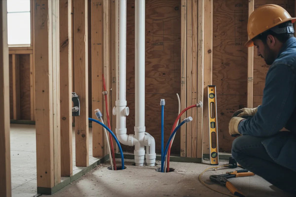 Drain and supply rough-in during Leak Detection in Bicknell