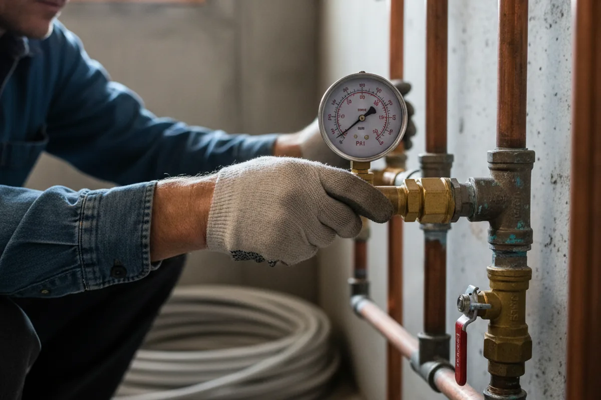 Pressure testing a repaired line during Water Line Repair in Bicknell